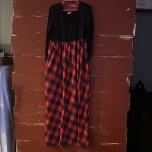 Plaid Black and Red Women's Dress